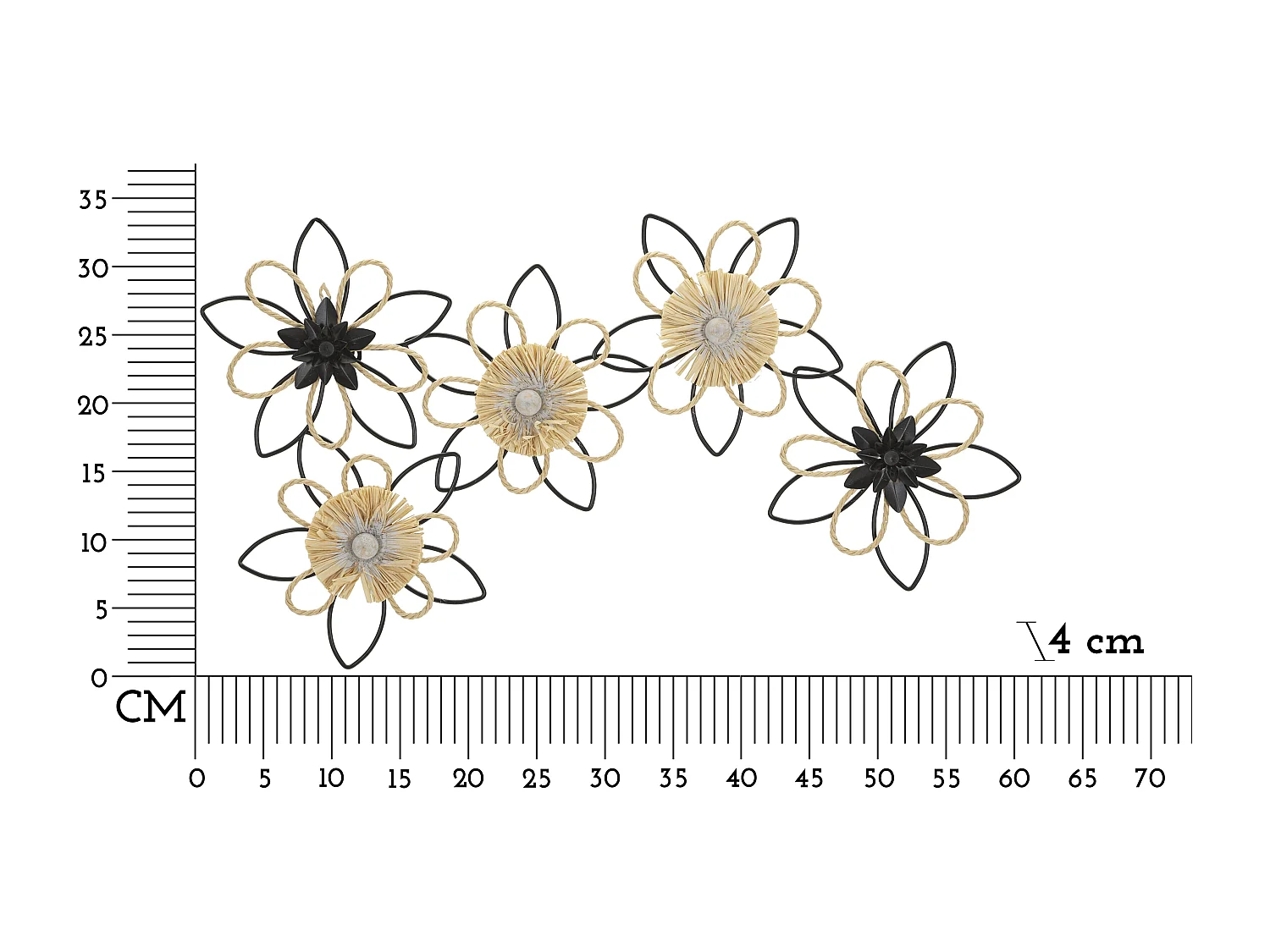 Pannello decorativo 3D in metallo legno multicolore cm 60x4x35