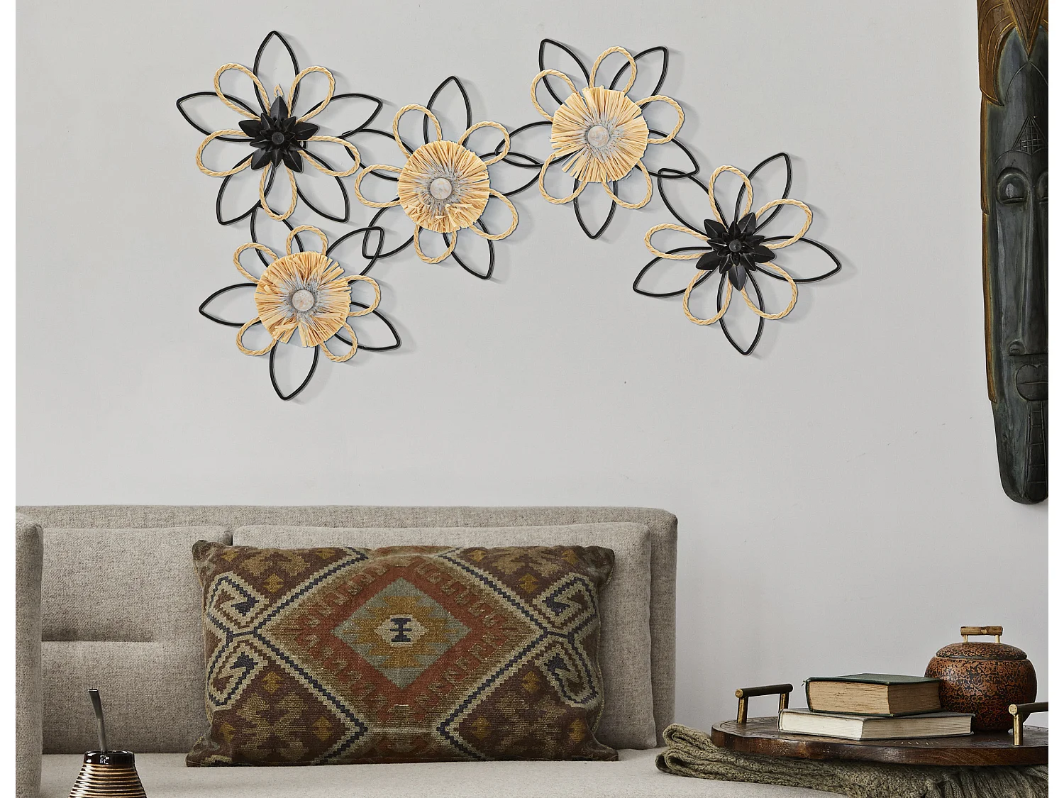 Décoration Murale en Métal "Flow" 60cm Noir & Naturel