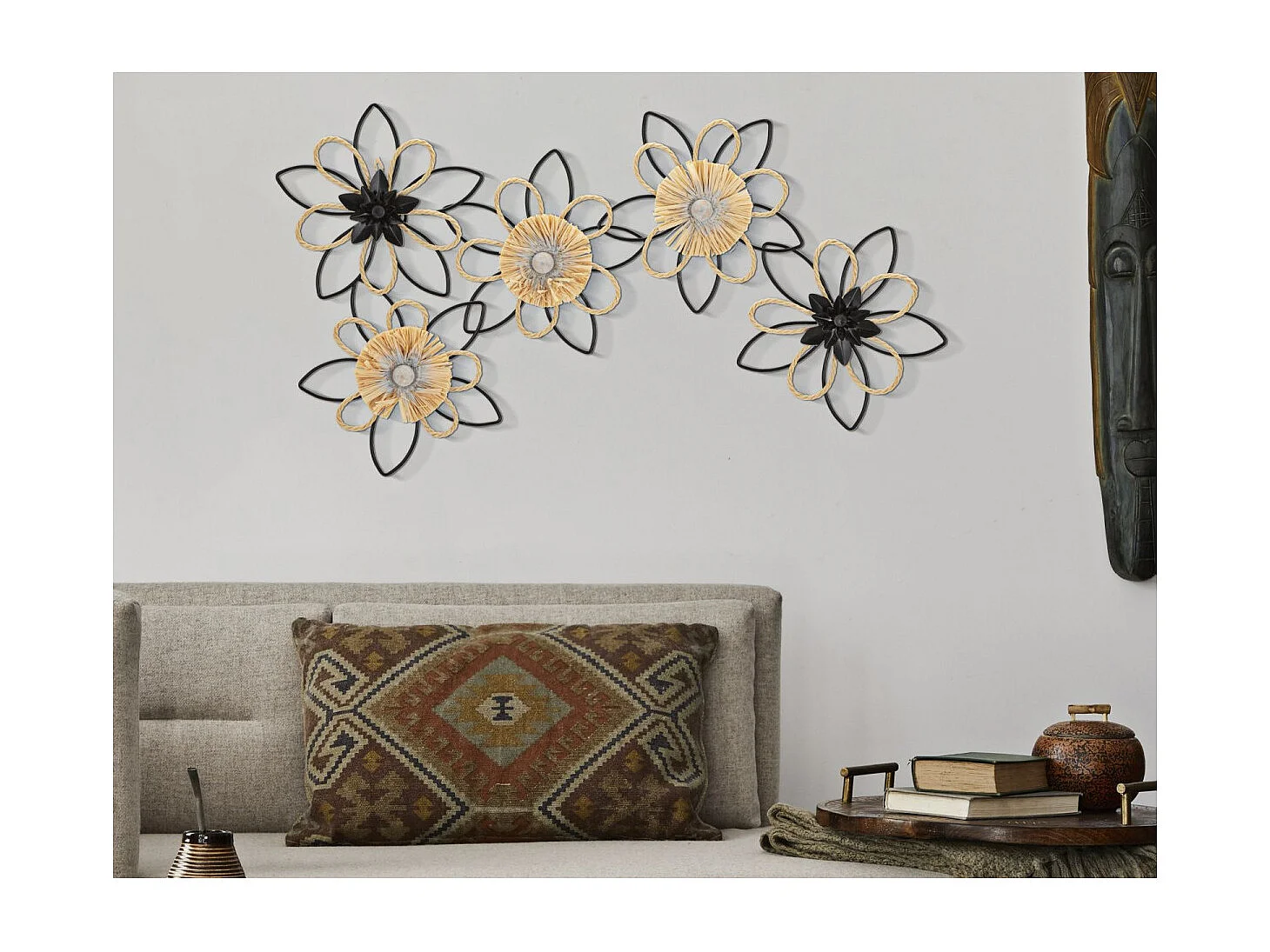 Décoration Murale en Métal "Flow" 60cm Noir & Naturel