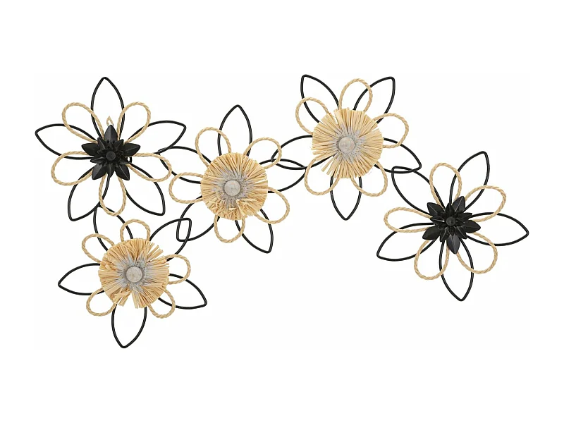 Décoration Murale en Métal "Flow" 60cm Noir & Naturel