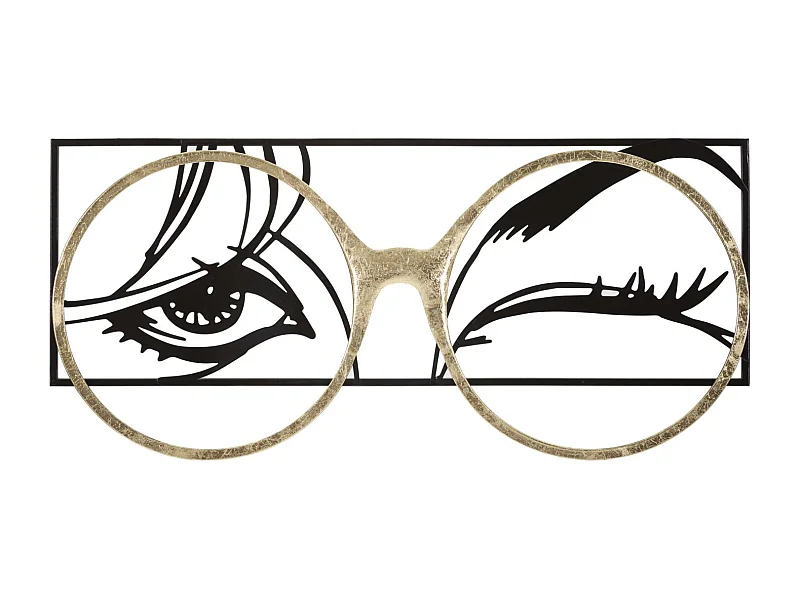 Décoration Murale Encadrée en Métal "Eyewear" 89cm Noir & Or