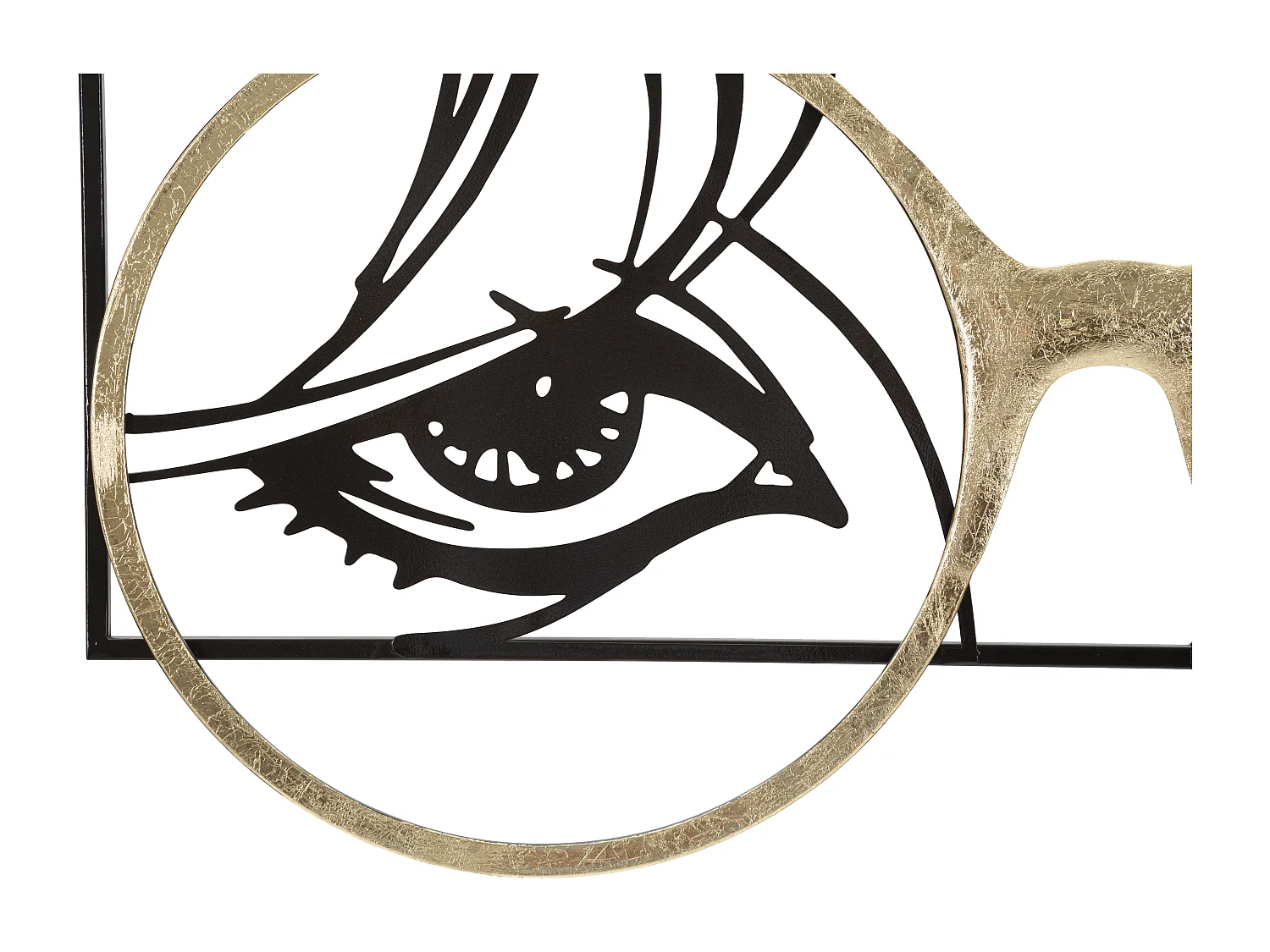 Pannello decorativo 3D sguardo in metallo nero e oro cm 89,5X3,8X41,3