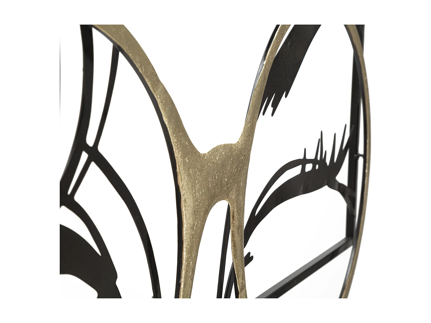 Pannello decorativo 3D sguardo in metallo nero e oro cm 89,5X3,8X41,3