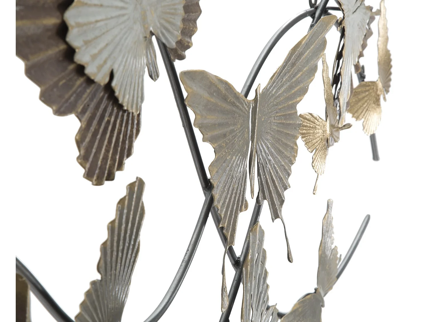 Pannello decorativo 3D in metallo multicolore con farfalle cm 118x3x52