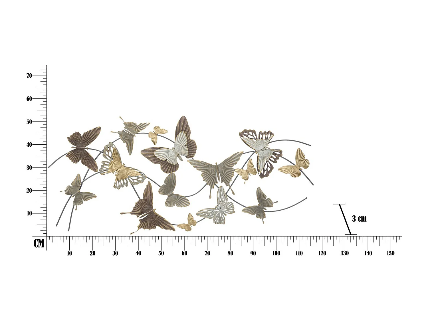 Décoration Murale en Métal "Papillons" 118cm Multicolore
