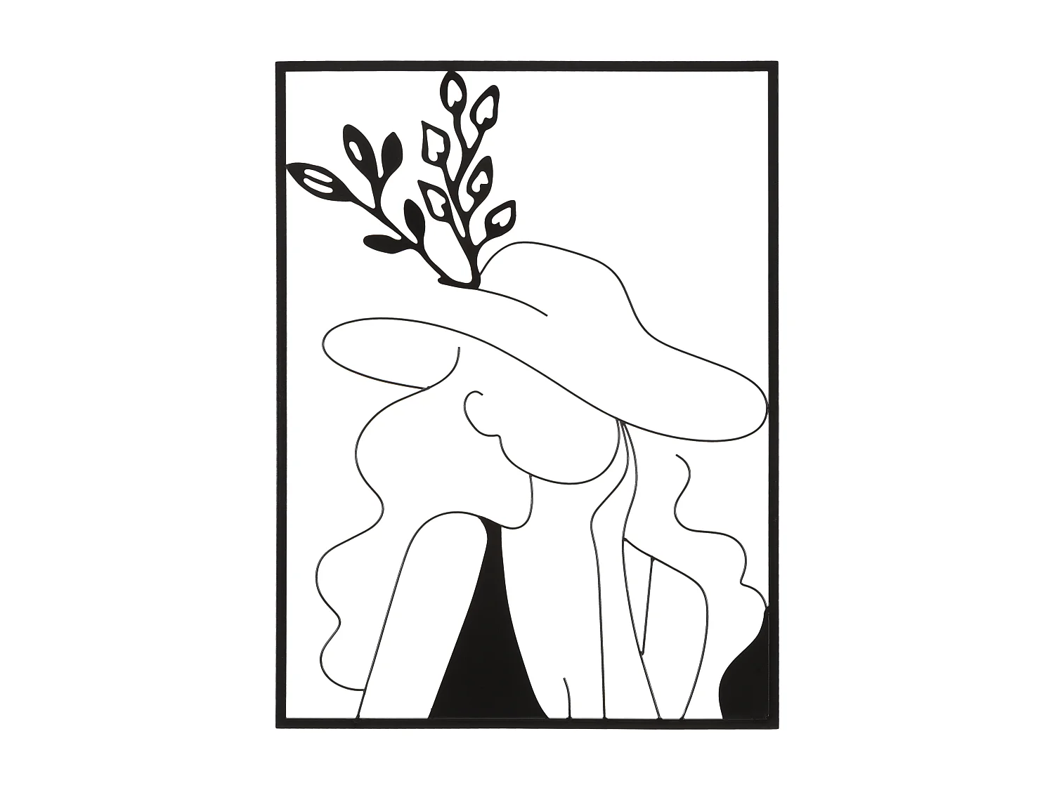 Décoration Murale Encadrée en Métal "Elegant" 80cm Noir