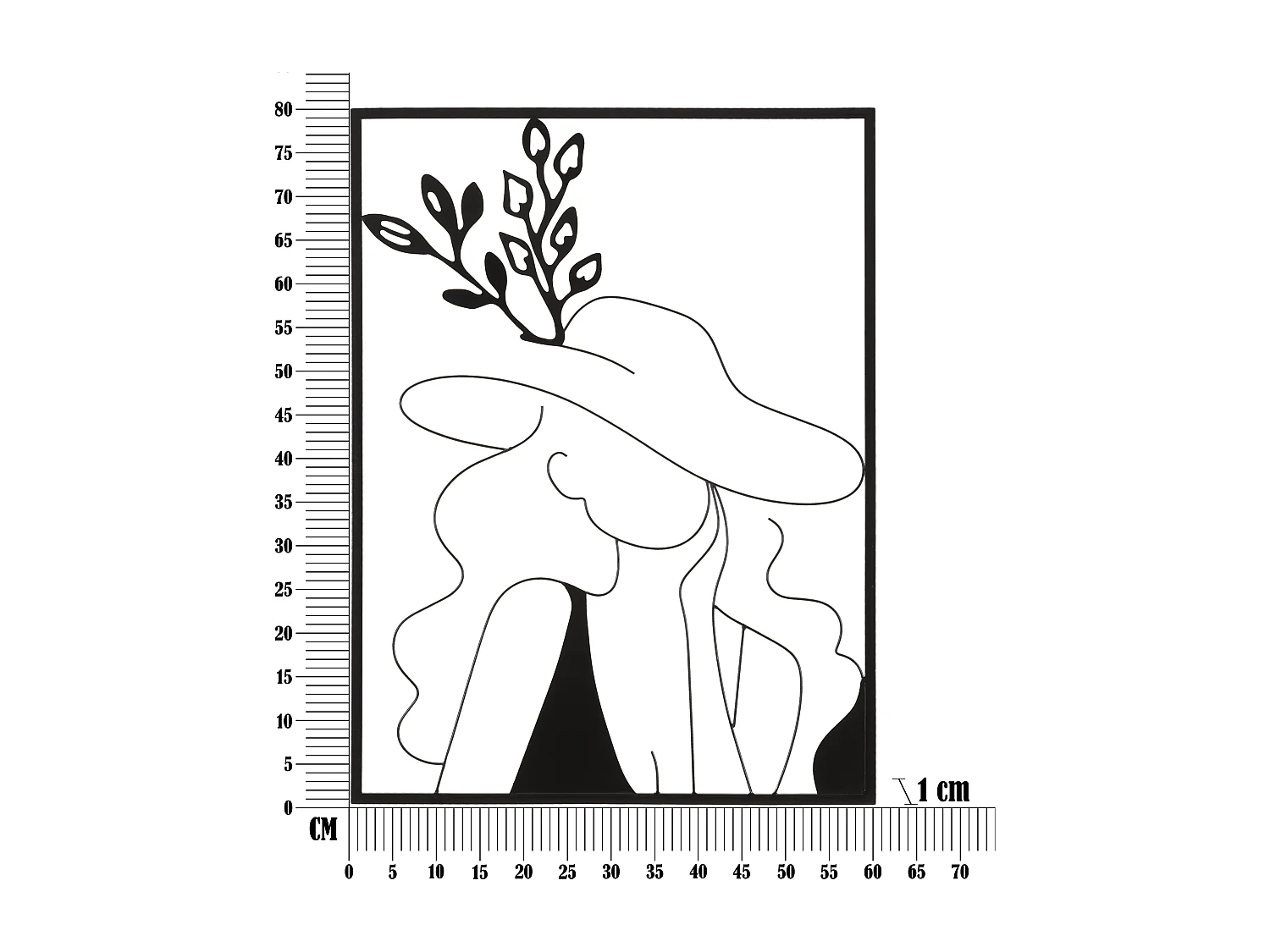 Décoration Murale Encadrée en Métal "Elegant" 80cm Noir