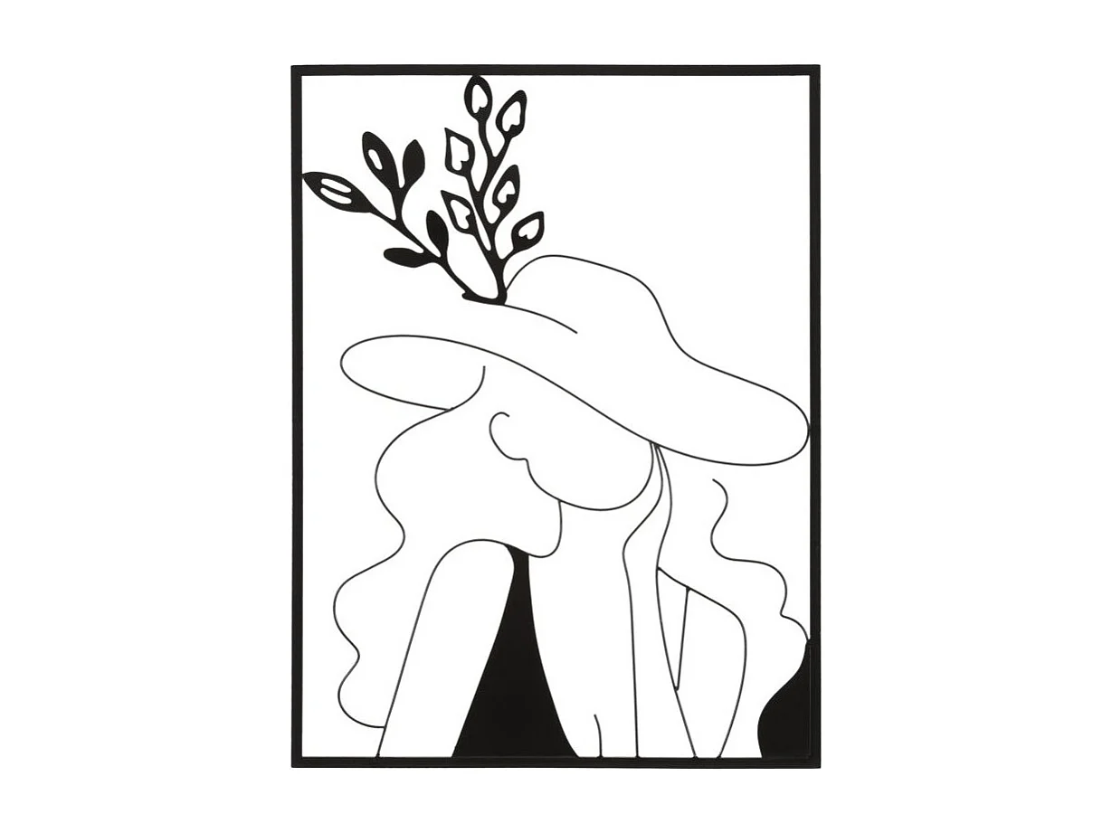 Décoration Murale Encadrée en Métal "Elegant" 80cm Noir