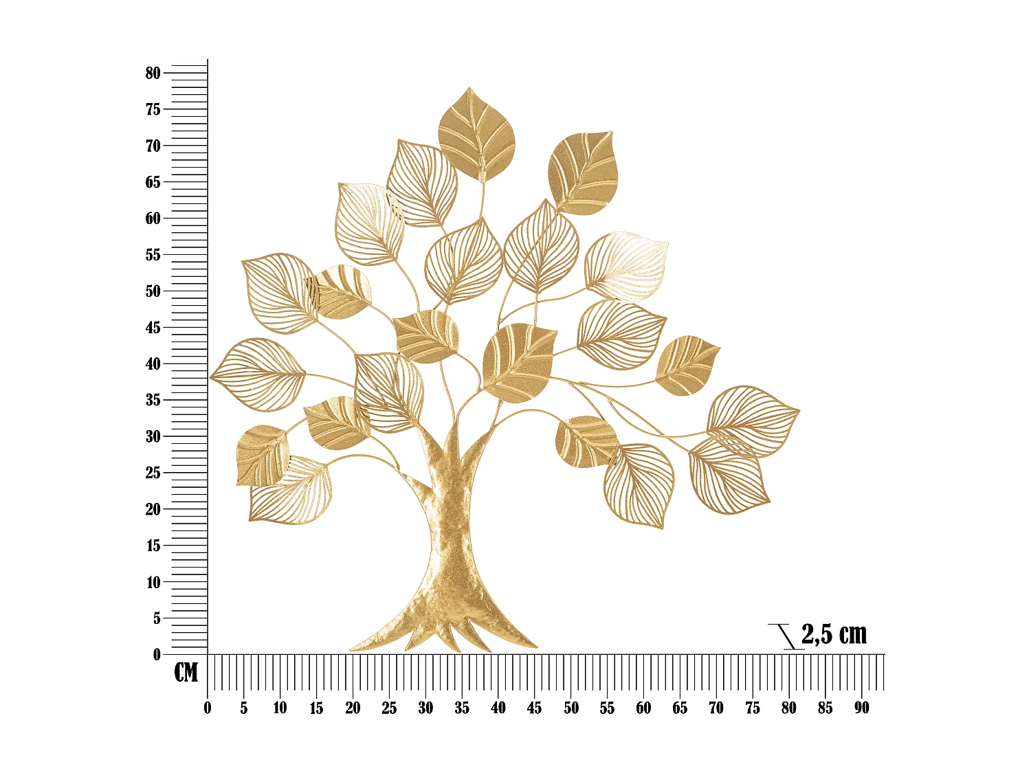 Décoration Murale en Métal "Albero" 81cm Or
