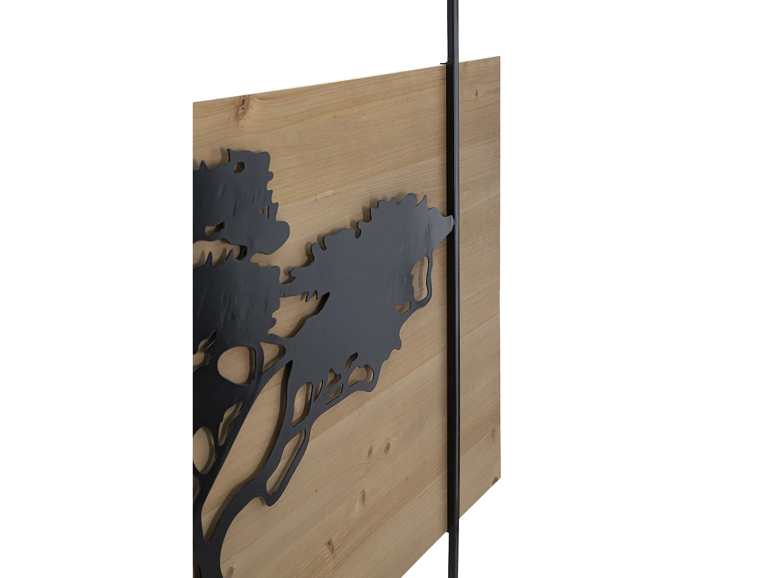 Set di 3 pannelli decorativi 3D in metallo e legno nero cm 204x2x80