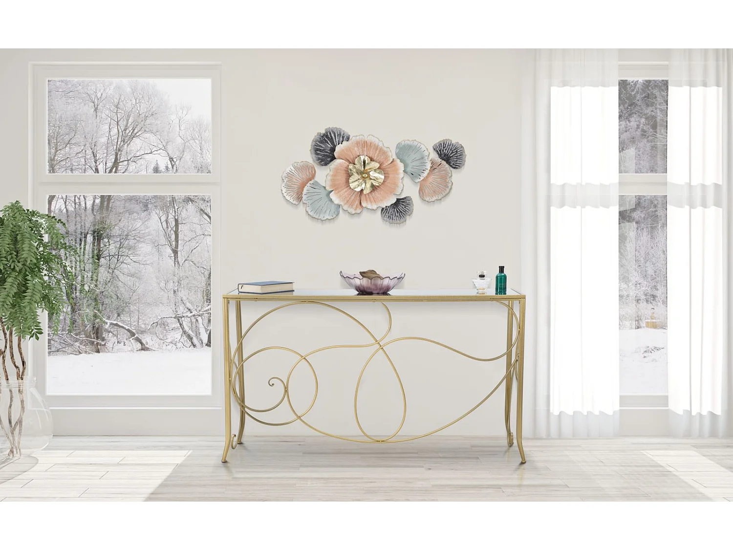 Pannello decorativo 3D in metallo multicolore cm 93x7,5x53