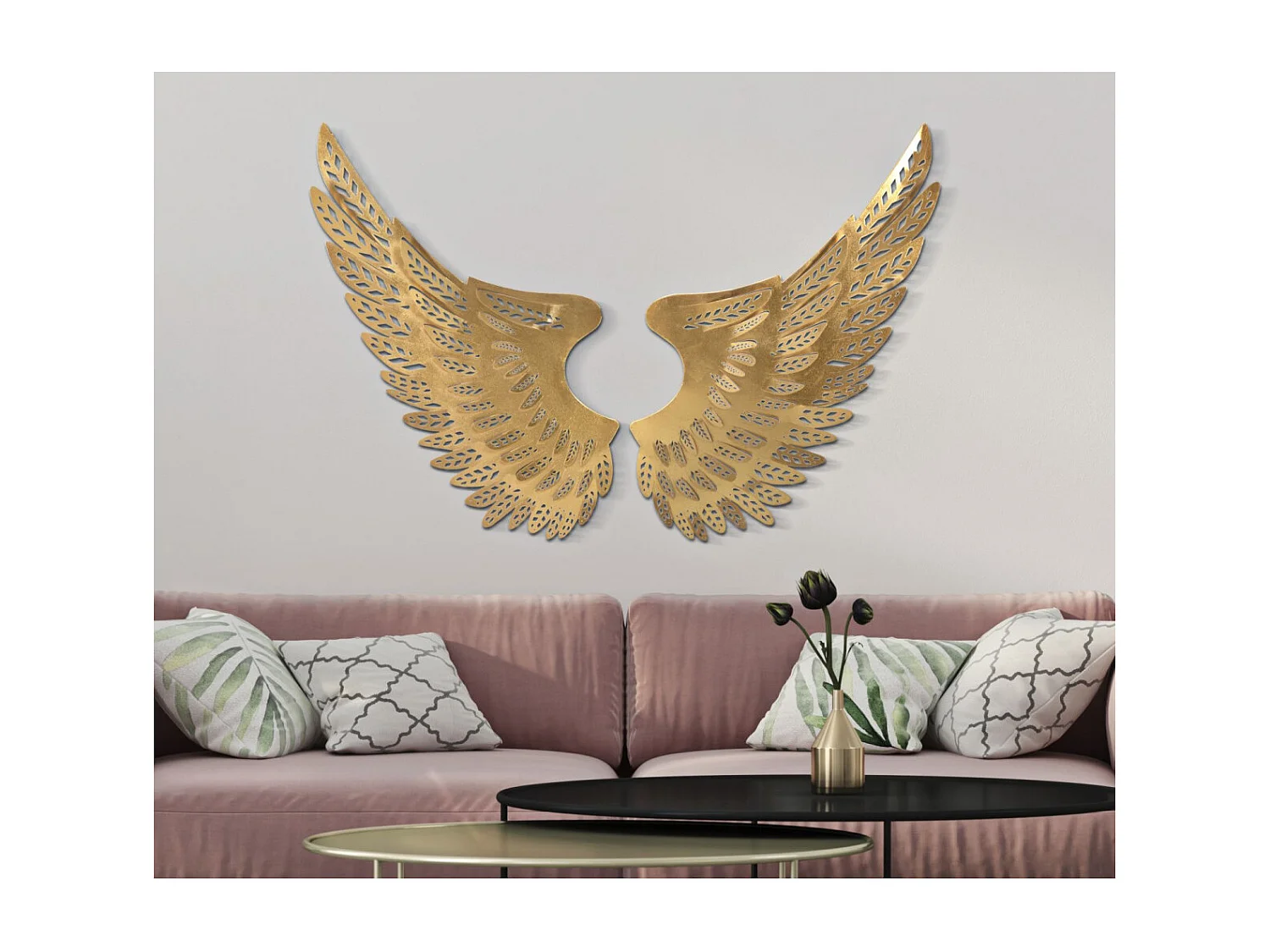 Lot de 2 Décorations Murales en Métal "Ali Light" 90cm Or