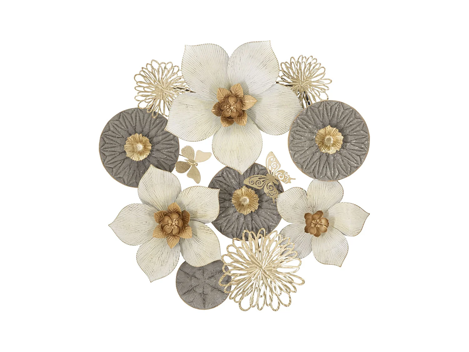Panneau décoratif fleur 3D en métal multicolore 72,4x7x74 cm