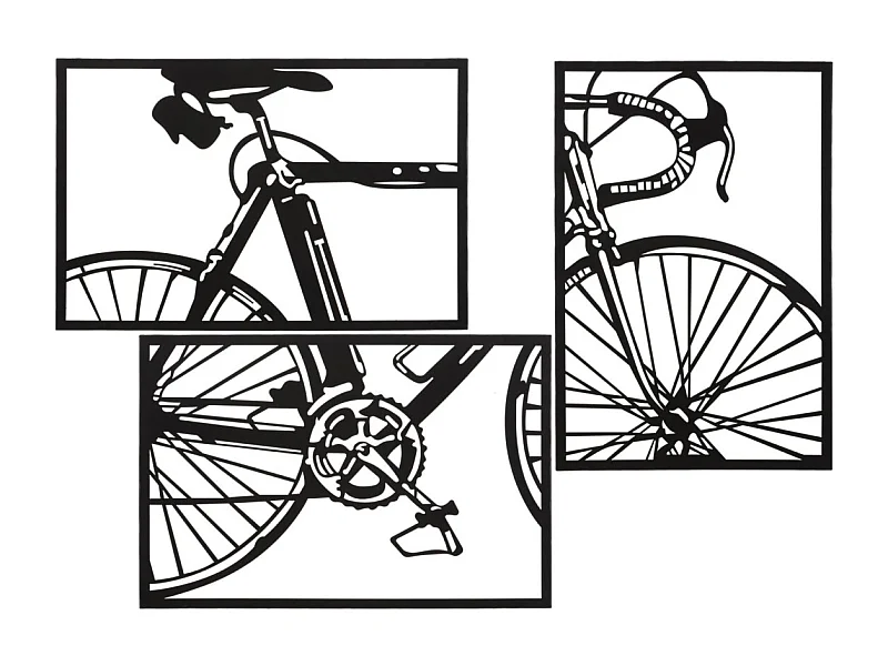 Lot de 3 Décorations Murales Encadrées "Fishes" 60cm Noir