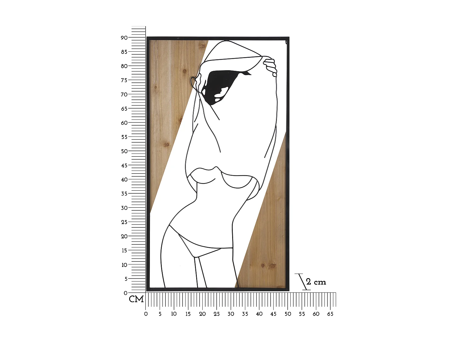 Décoration Murale Encadrée "Strips" 90cm Noir & Naturel