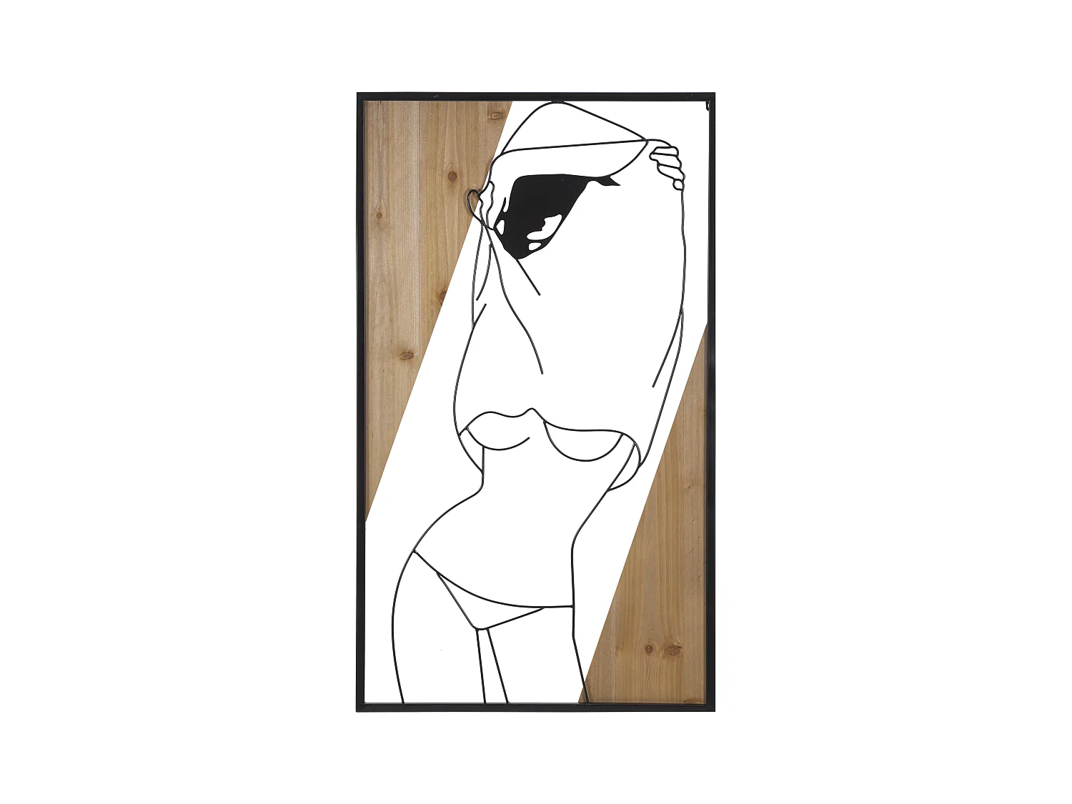 Panneau Décoratif Strip -B- 3D en Métal et Bois - Silhouette Féminine - 50x2x90 cm