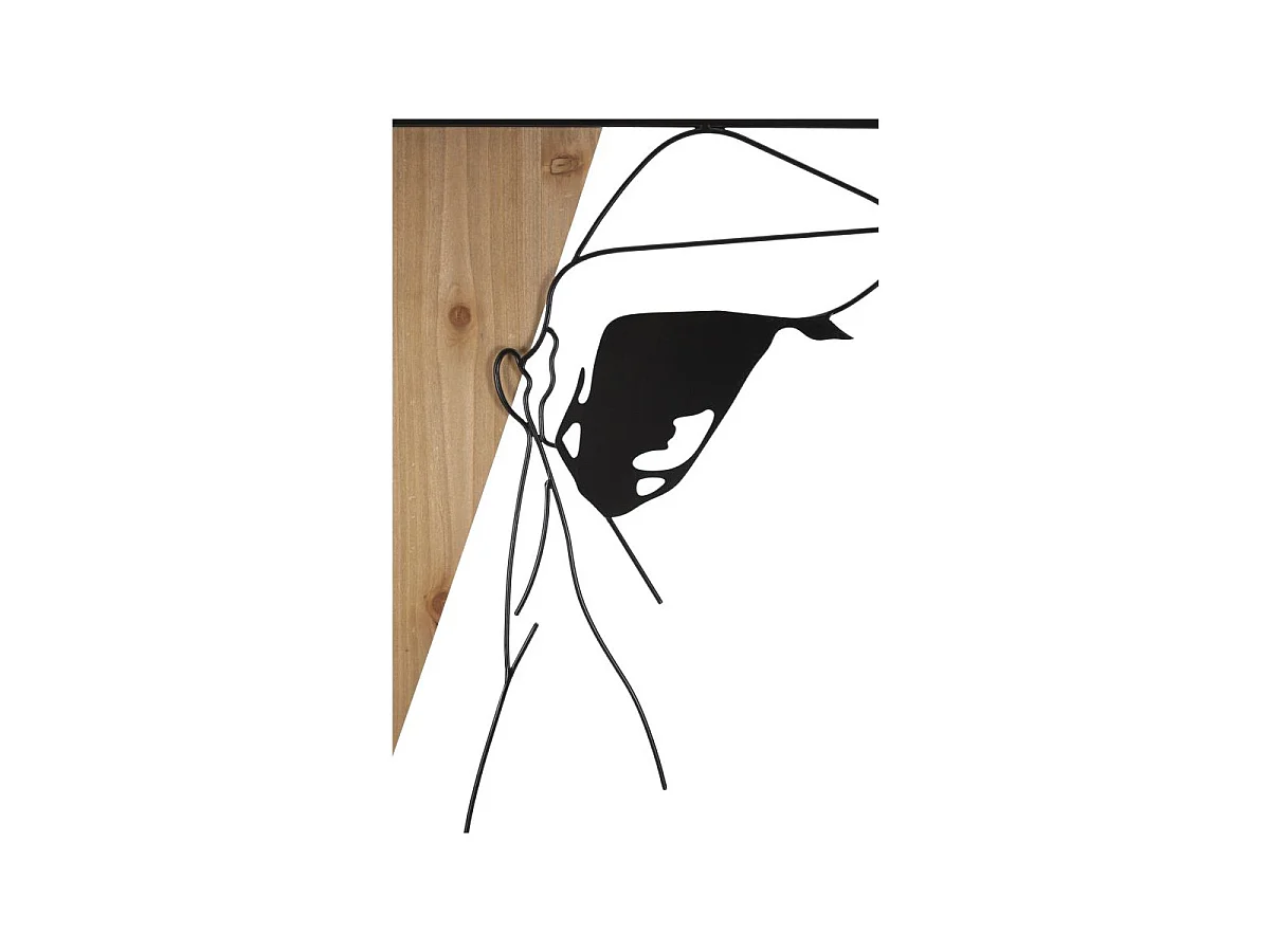 3D-Dekopaneel aus Metall schwarz und Holz braun Frau 50x2x90 cm