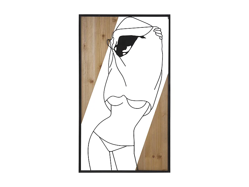 Décoration Murale Encadrée "Strips" 90cm Noir & Naturel