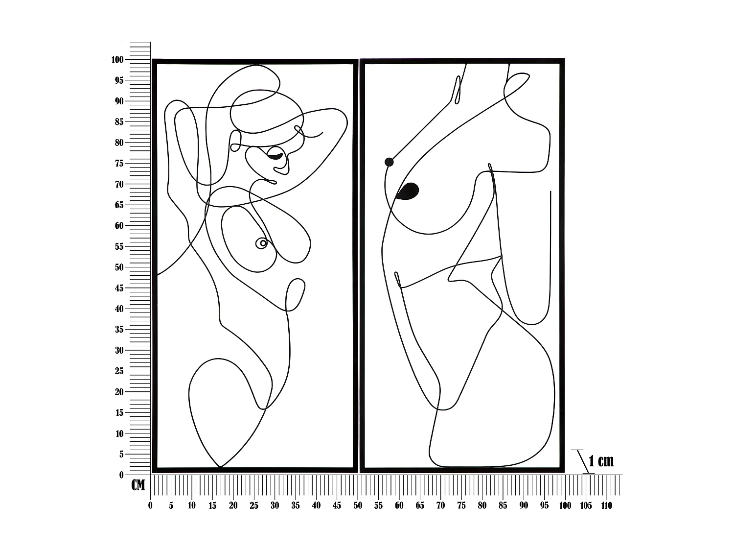 Lot de 2 Décorations Murales en Métal "Body" 100cm Noir