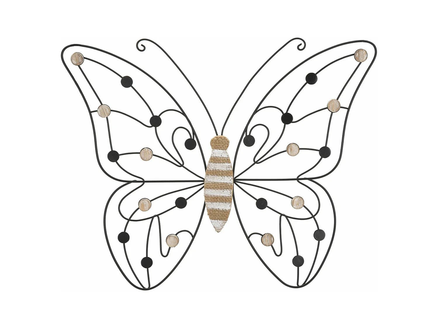 Panneau décoratif 3D en Fer et Bois - panneau mural papillon - 39,5x1,5x33,5 cm (Lot de 2)