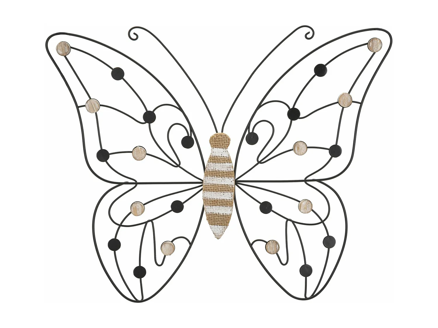 Décoration Murale en Métal "Papillon" 39cm Noir & Naturel