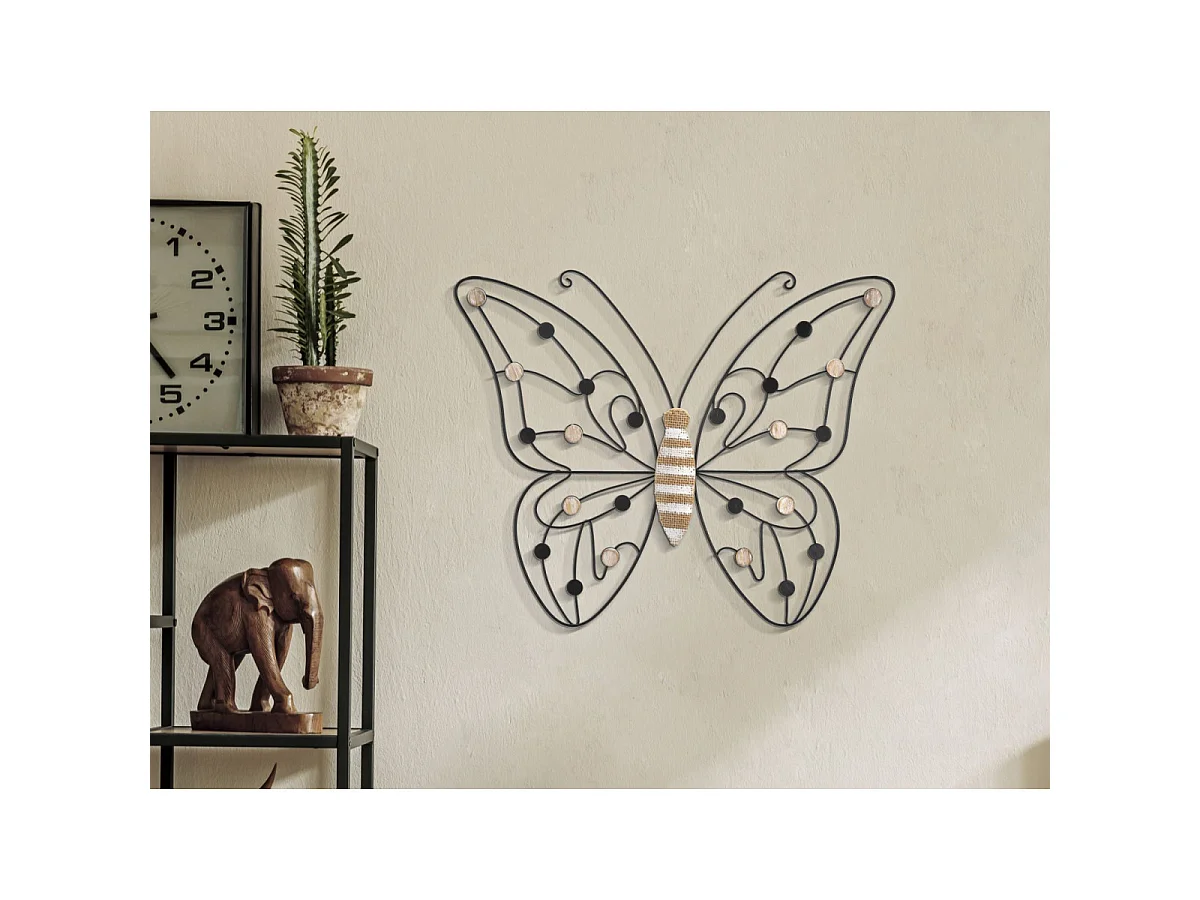 3D-Deko-Schmetterling aus Metall und Holz mehrfarbig 39,5x1,5x33,5 cm