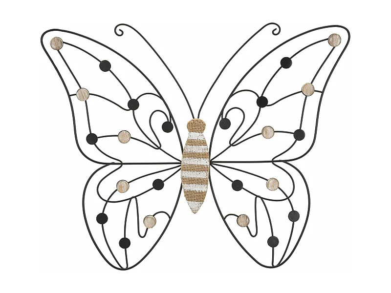 Décoration Murale en Métal "Papillon" 39cm Noir & Naturel