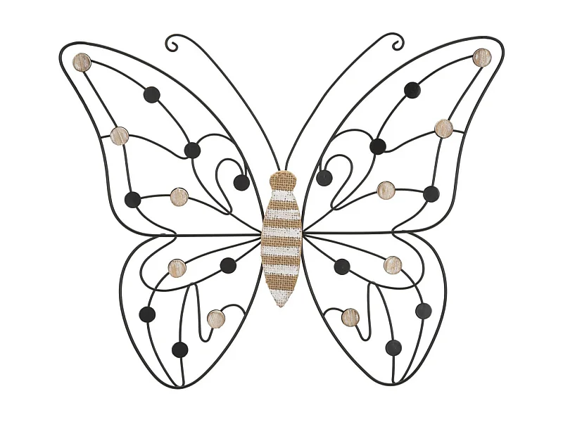 Décoration Murale en Métal "Papillon" 39cm Noir & Naturel