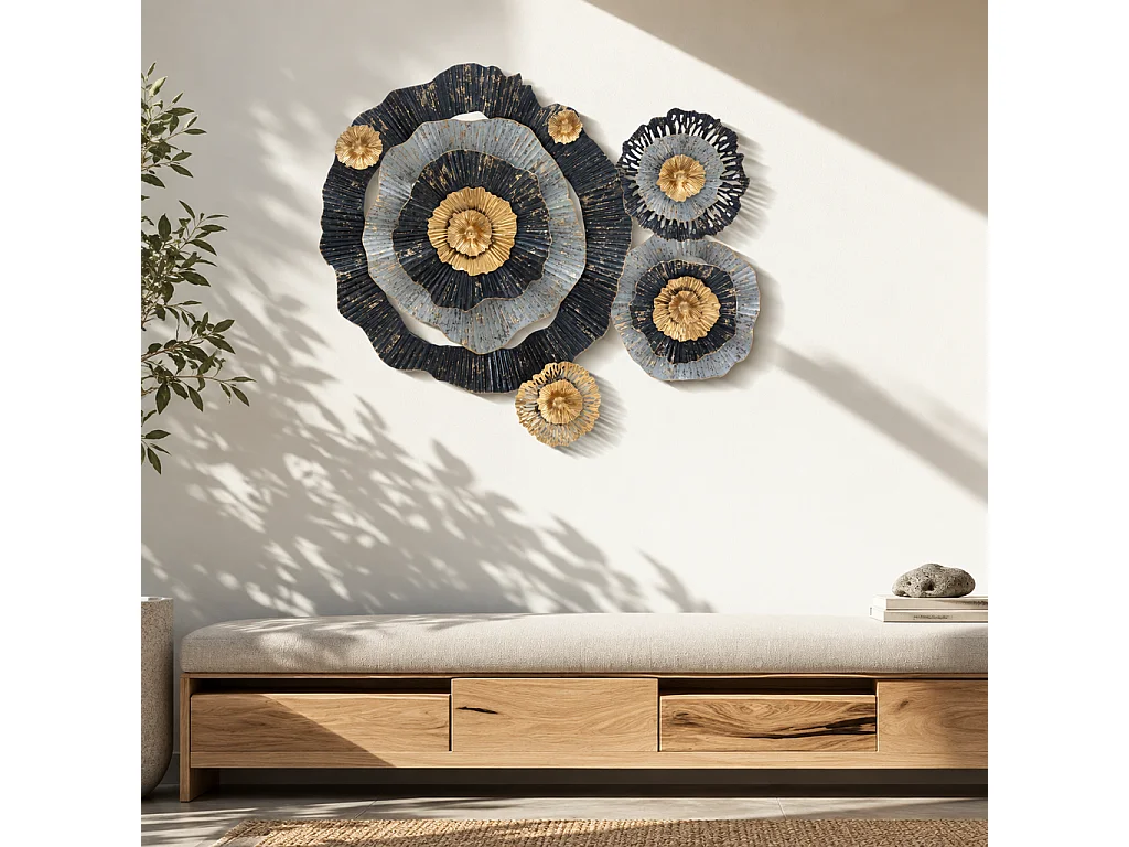 Dekoracyjny panel ścienny Otos 100x8x80 cm – abstrakcyjny, wielokolorowy panel żelazny w stylu glamour do nowoczesnych wnętrz – projekt 3D