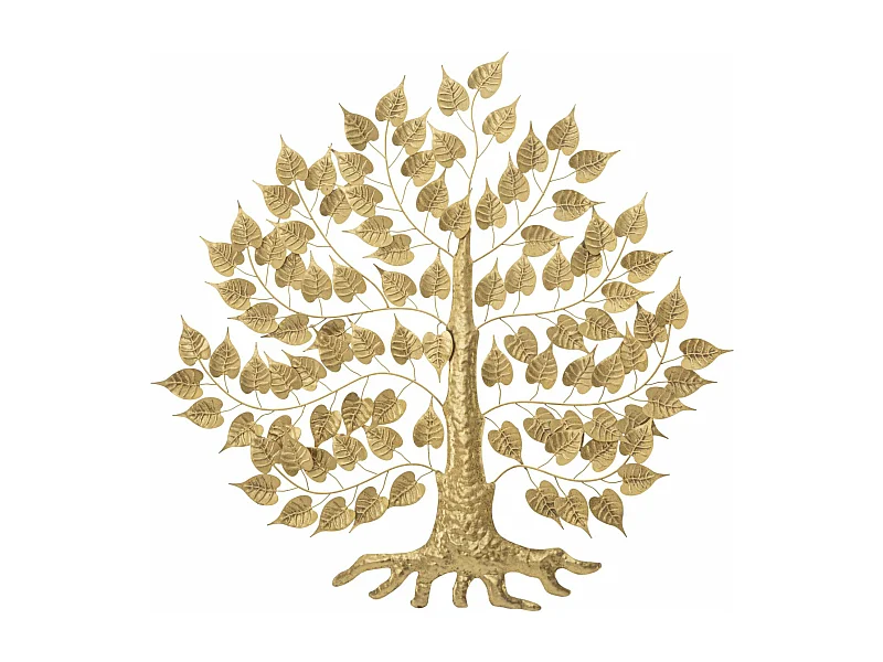 Pannello decorativo 3D in metallo dorato con albero cm 91x2,5x90