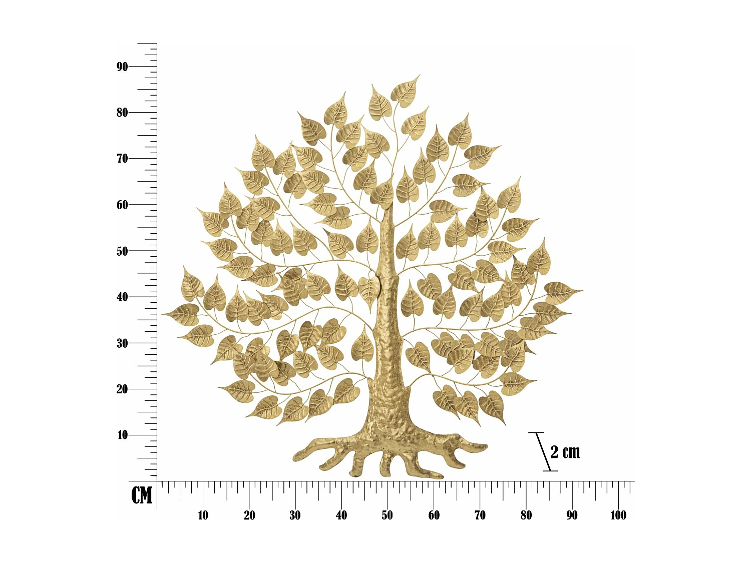 Pannello decorativo 3D in metallo dorato con albero cm 91x2,5x90