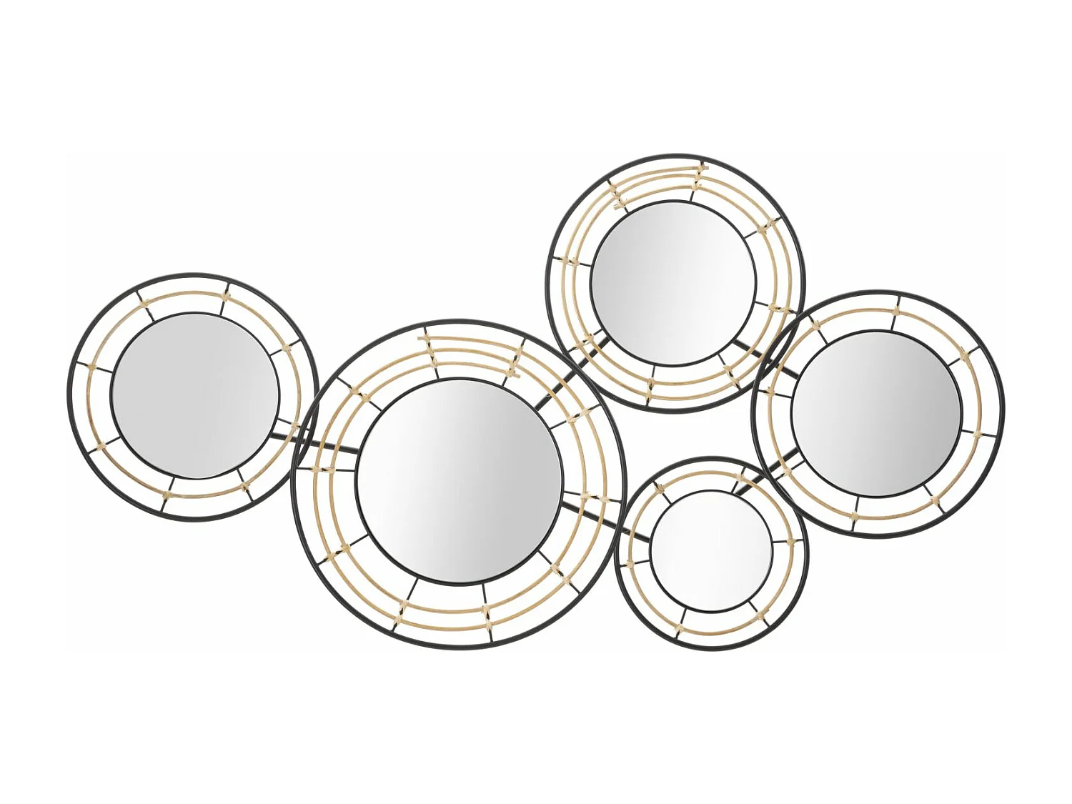Pannello decorativo 3D in metallo e specchi nero cm 111x9,5x59