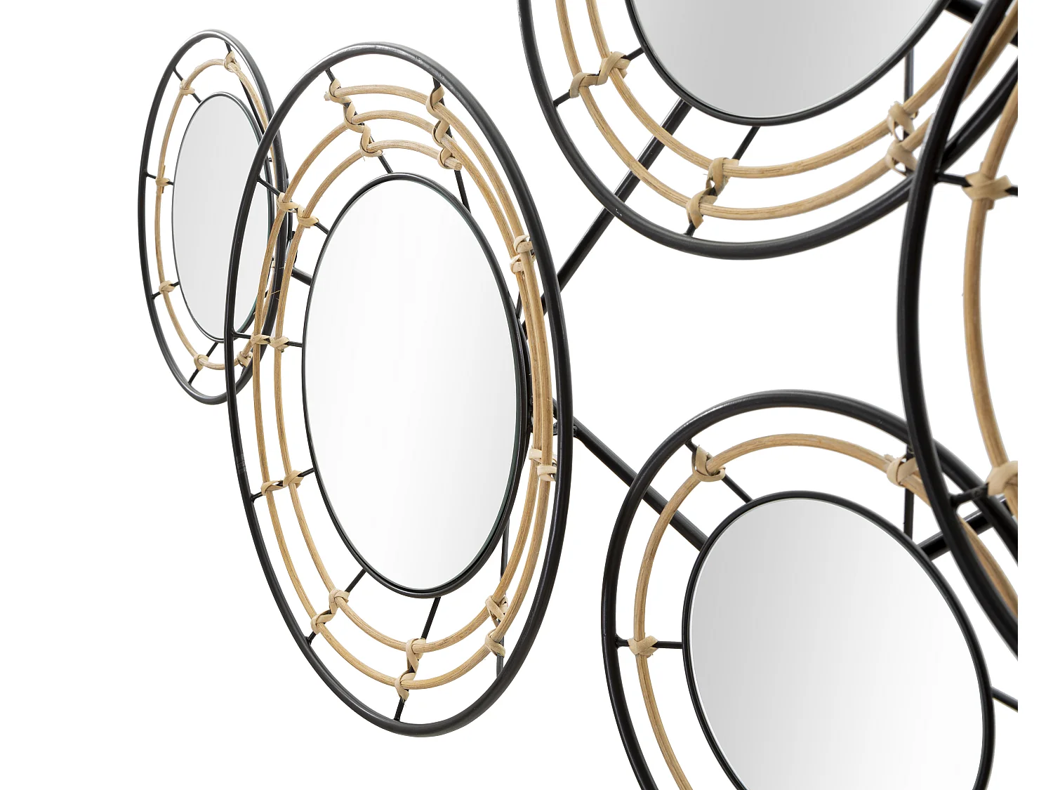 Pannello decorativo 3D in metallo e specchi nero cm 111x9,5x59