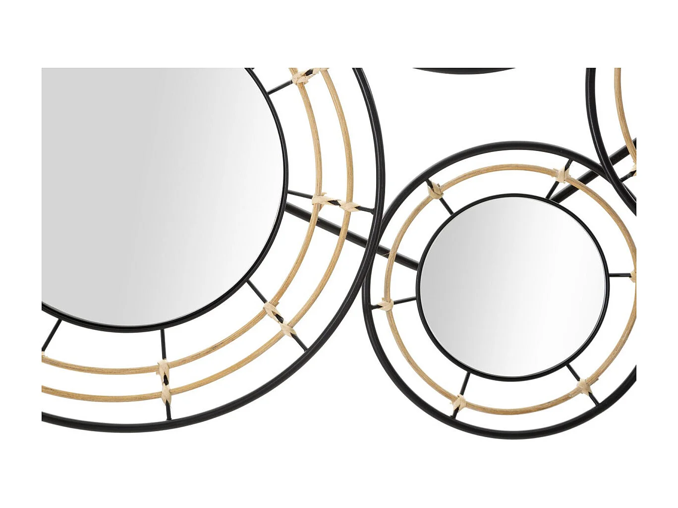 Décoration Murale 5 Miroirs "Oporto" 111cm Noir & Marron