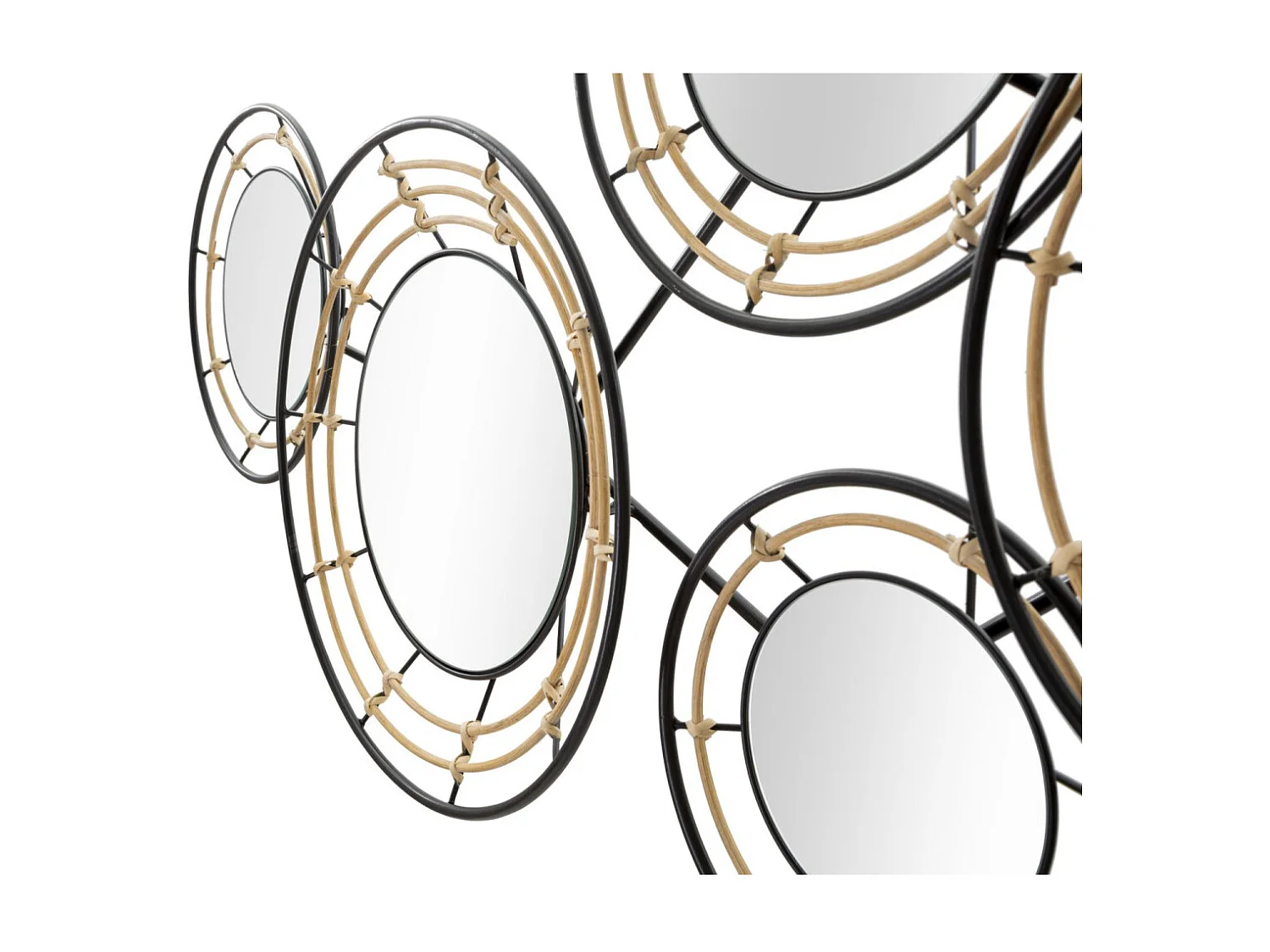 Décoration Murale 5 Miroirs "Oporto" 111cm Noir & Marron