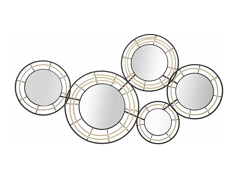 Décoration Murale 5 Miroirs "Oporto" 111cm Noir & Marron