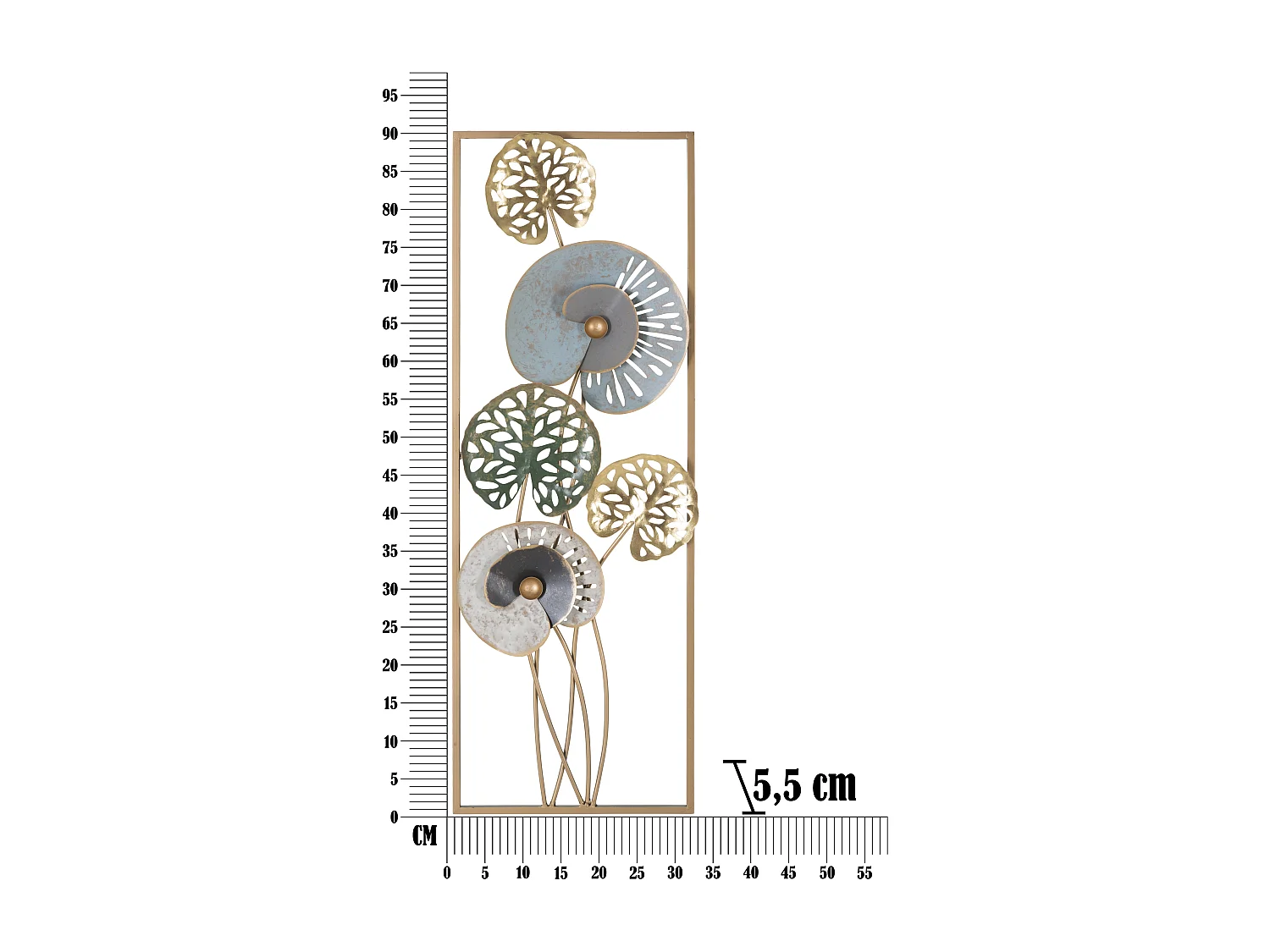 Pannello decorativo 3D in metallo multicolore cm 31,2x5,5x90