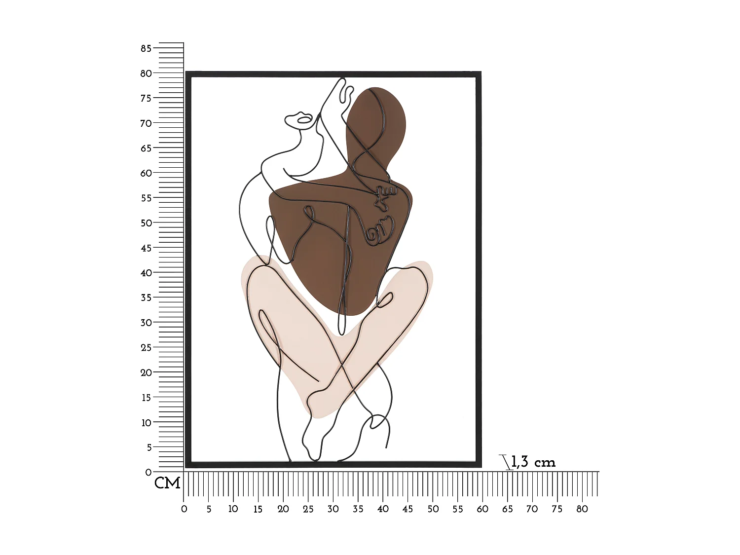 Pannello decorativo 3D in metallo multicolore coppia cm 60x1,3x80