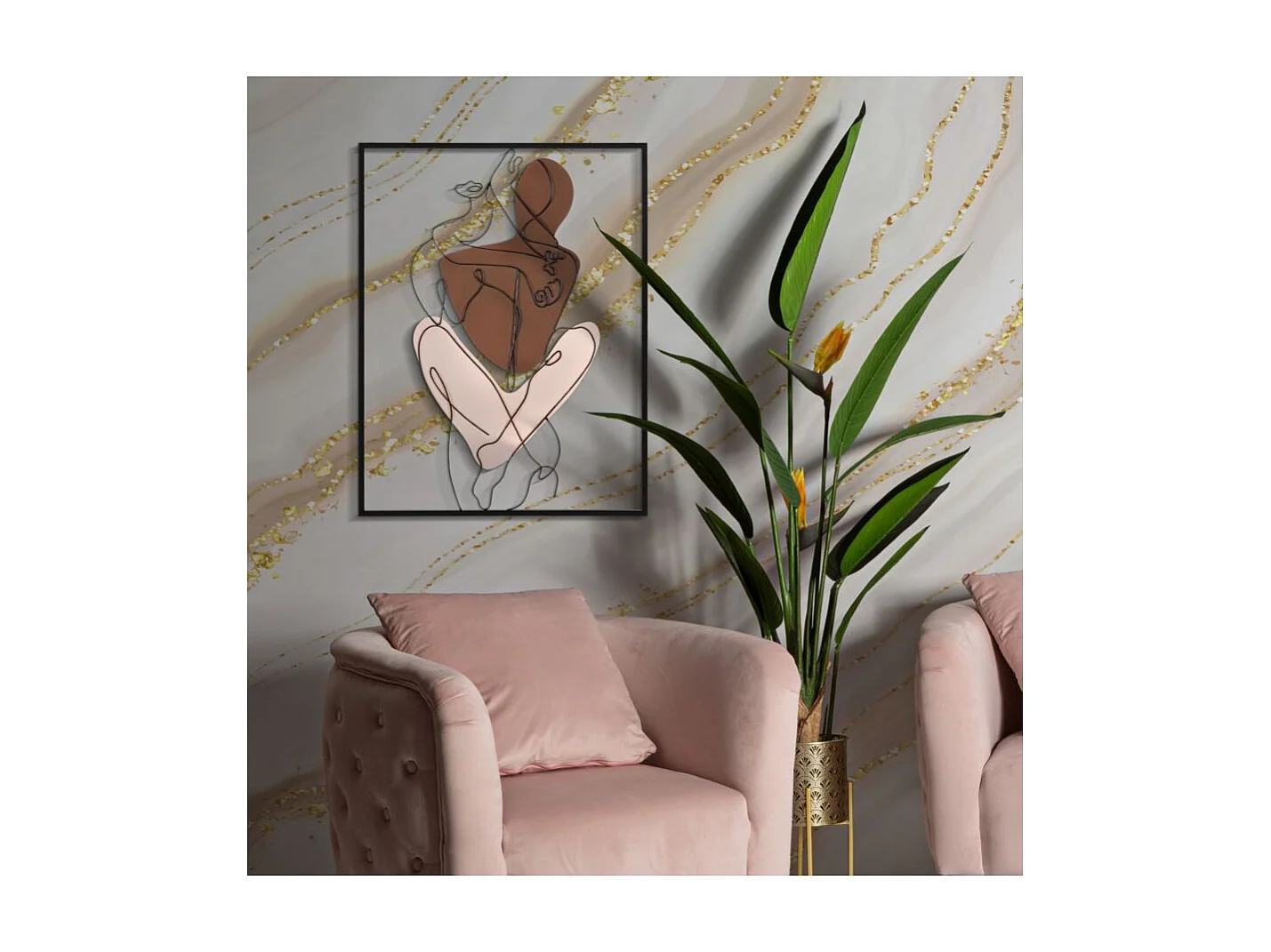 Décoration Murale Encadrée en Métal "Couple" 80cm Multicolore