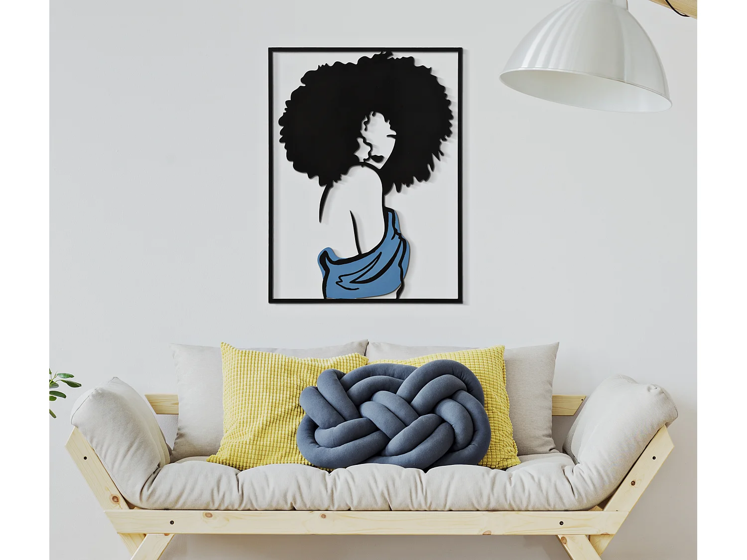 Pannello decorativo 3D in metallo nero ragazza cm 60x1,3x80