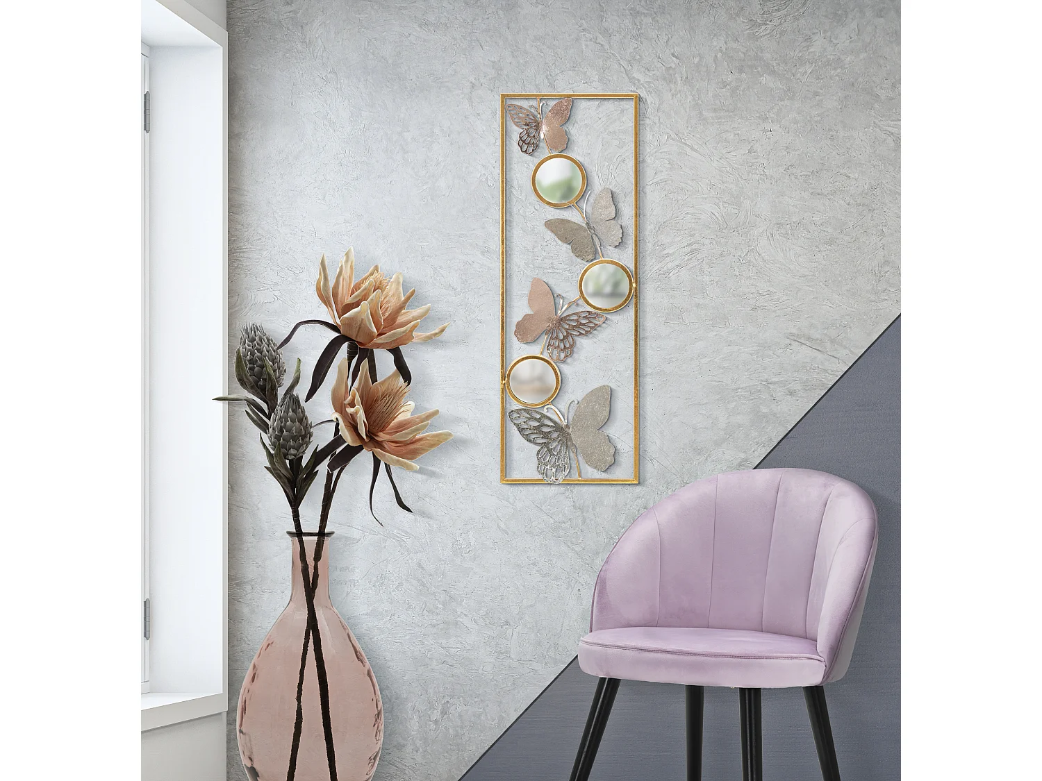 Décoration Murale Encadrée 3 Miroirs "Butty" 90cm Multicolore