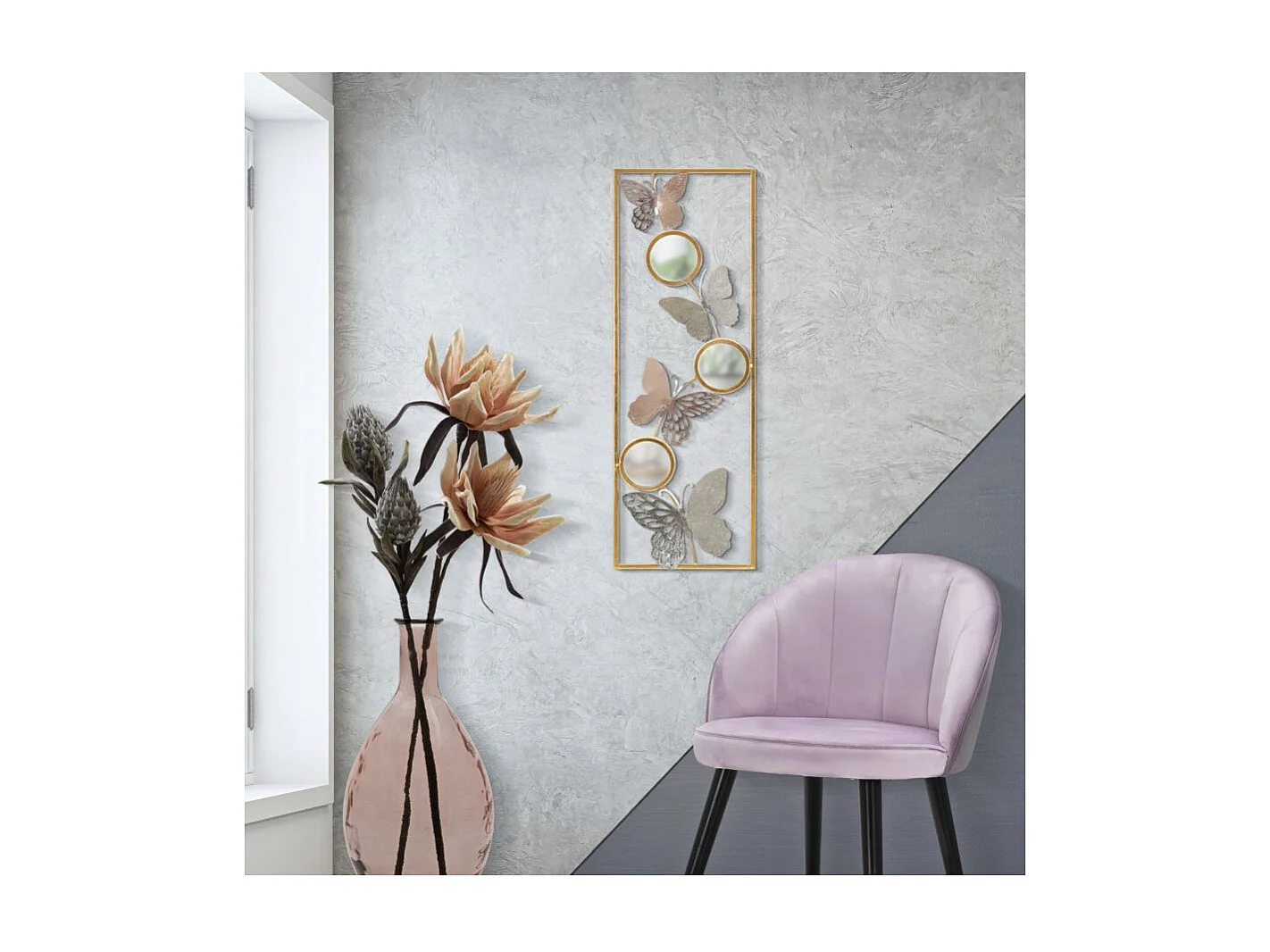 Décoration Murale Encadrée 3 Miroirs "Butty" 90cm Multicolore