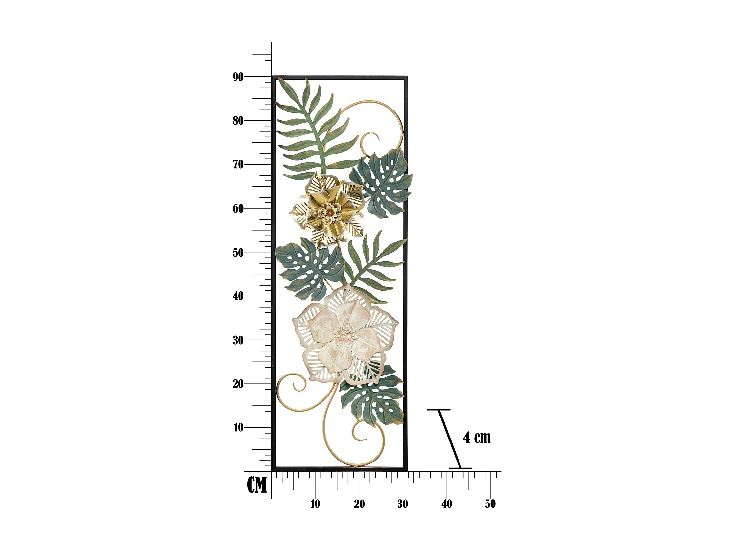 Pannello decorativo 3D in metallo multicolore cm 31x4x90