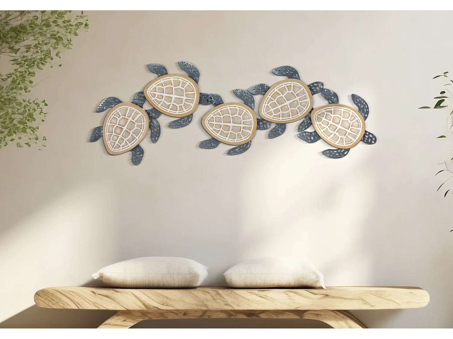 Décoration Murale en Métal "Tartarughe" 111cm Multicolore