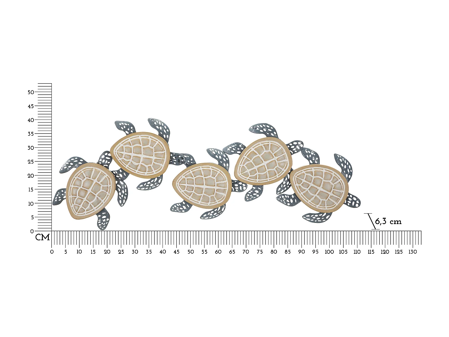 Décoration Murale en Métal "Tartarughe" 111cm Multicolore