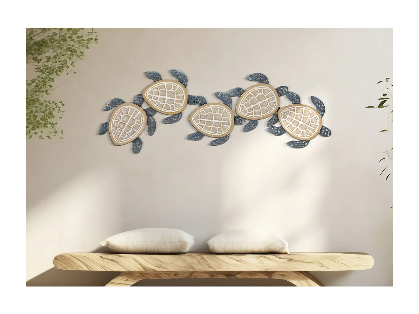 Décoration Murale en Métal "Tartarughe" 111cm Multicolore