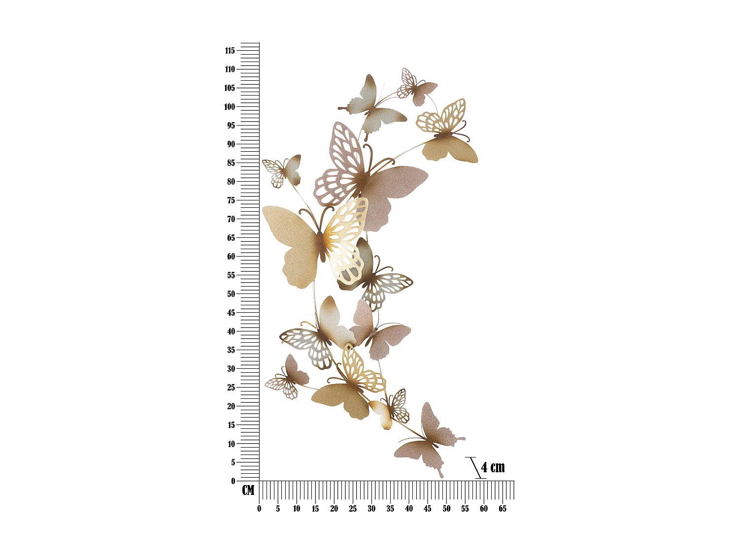 Décoration Murale en Métal "Butterflies" 115cm Rose & Or