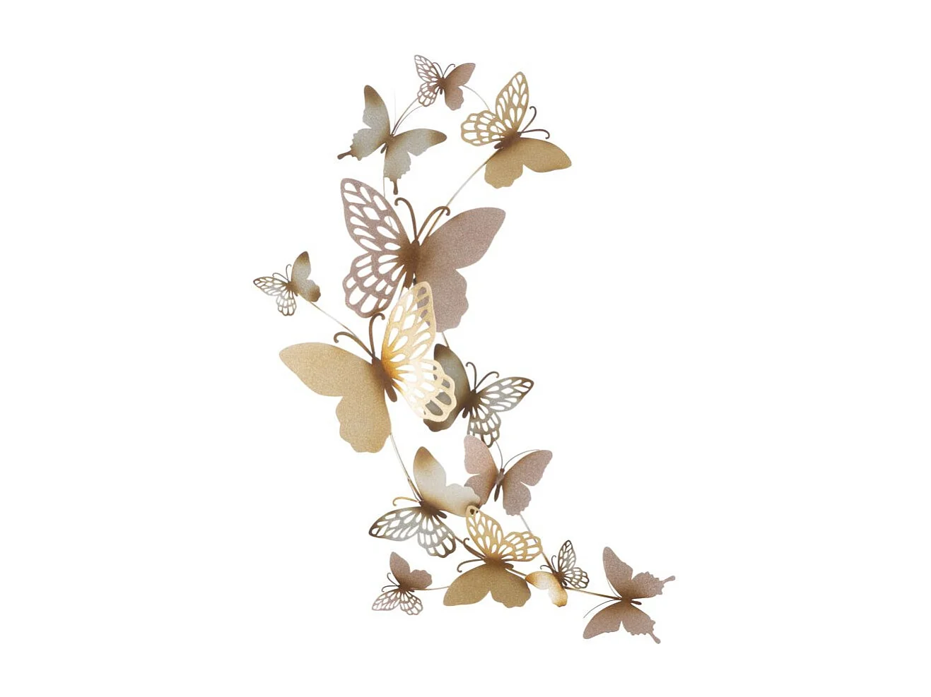 Décoration Murale en Métal "Butterflies" 115cm Rose & Or