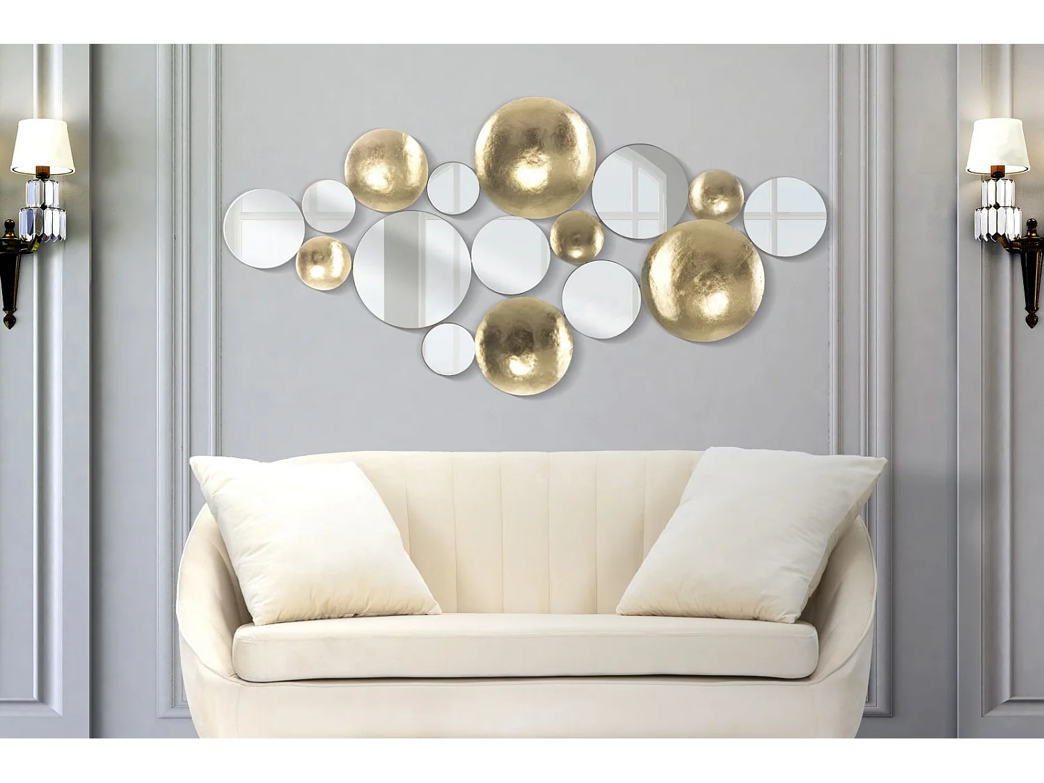 Décoration Murale en Métal "Miroirs" 118cm Or