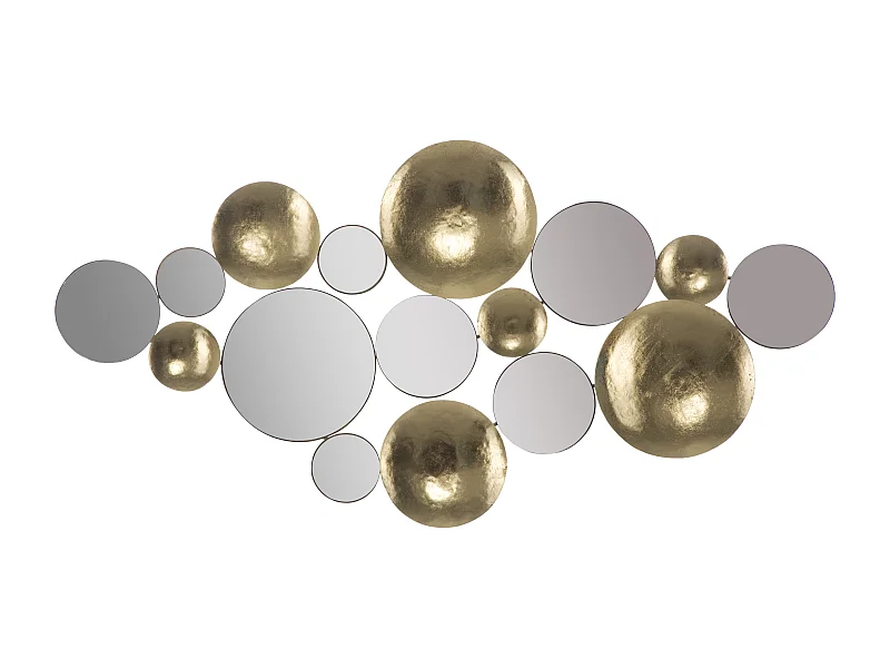 Decoratief 3D paneel in goudkleurig metaal en spiegels 118x2,5x60 cm